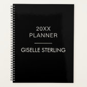 Schwarz-Weiß-Minimal-Profi-Moderne Geschäftswelt Planer (Vorderseite)