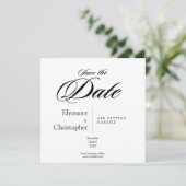 Schwarz-Weiß-Minimal-Quadrat-Hochzeit Bitte vormer Karte (Stehend Vorderseite)