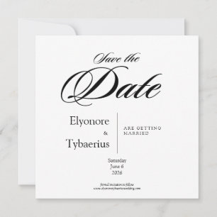 Schwarz-Weiß-Minimal-Quadrat-Hochzeitssave-the-Dat Karte