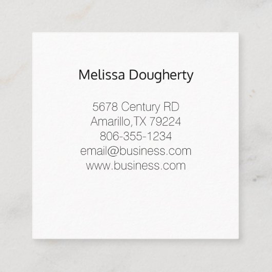 Schwarz-Weiß-Minimal Quadratische Visitenkarte (Rückseite)