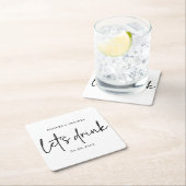 Schwarz-Weiß-Minimal-Script-Brautparty-Untersetzer Rechteckiger Pappuntersetzer (Vor Ort)