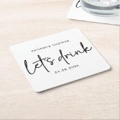 Schwarz-Weiß-Minimal-Script-Brautparty-Untersetzer Rechteckiger Pappuntersetzer (angewinkelt)