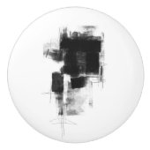 Schwarz/Weiß minimale Abstrakte Kunst Keramikknauf (Vorderseite)