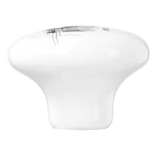 Schwarz/Weiß minimale Abstrakte Kunst Keramikknauf (Seitenansicht)