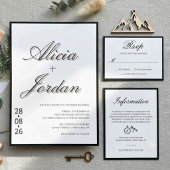 Schwarz-Weiß-Minimalist mit QR-Code-Hochzeit Einladung
