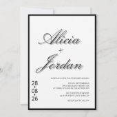 Schwarz-Weiß-Minimalist mit QR-Code-Hochzeit Einladung (Vorderseite)