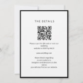 Schwarz-Weiß-Minimalist mit QR-Code-Hochzeit Einladung (Rückseite)