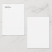 Schwarz-Weiß-Minimalist Plain Modern Begleitkarte (Vorne/Hinten)