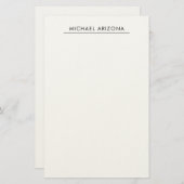 Schwarz-Weiß-Minimalist Plain Modern Briefpapier (Vorne/Hinten)