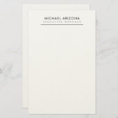 Schwarz-Weiß-Minimalist Plain Modern Briefpapier (Vorne/Hinten)