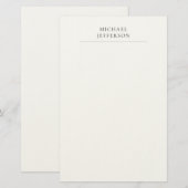 Schwarz-Weiß-Minimalist Plain Modern Briefpapier (Vorne/Hinten)
