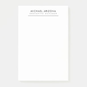 Schwarz-Weiß-Minimalist Plain Modern Post-it Klebezettel