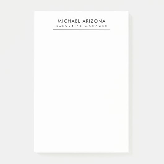 Schwarz-Weiß-Minimalist Plain Modern Post-it Klebezettel (Vorderseite)