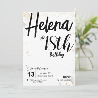 Schwarz & Weiß Minimalistisch 18. Geburtstag Einladung