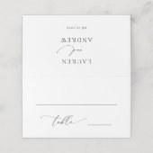 Schwarz-Weiß Minimalistisch 1 Hochzeitsszene Tisch Platzkarte (Außenseite Aufgefaltet)