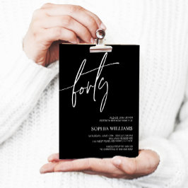 Schwarz-Weiß-Minimalistisch 40. Geburtstagsfeier Einladung