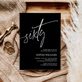 Schwarz/Weiß Minimalistisch 60. Geburtstagsfeier E Einladung