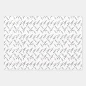 Schwarz-weiß-minimalistisch-blumengeschmückte Blec Geschenkpapier Set (Vorderseite 3)