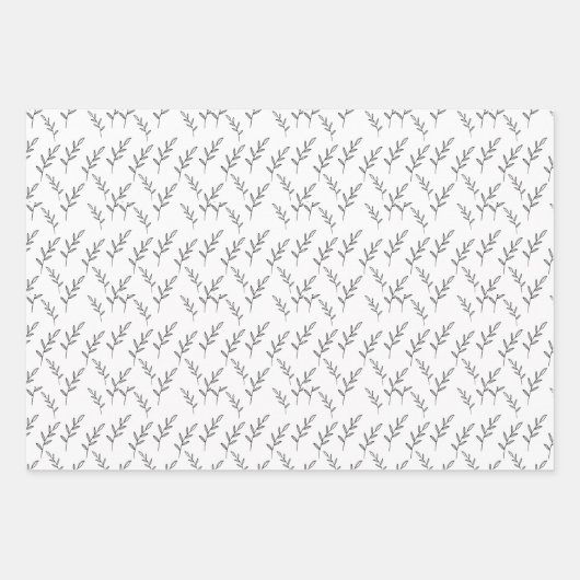 Schwarz-weiß-minimalistisch-blumengeschmückte Blec Geschenkpapier Set (Vorderseite 3)