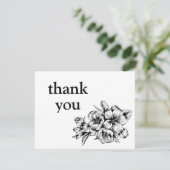 Schwarz-Weiß-Minimalistisch Blumengrün Danke Karte (Stehend Vorderseite)