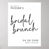 Schwarz/Weiß Minimalistisch Bridal Brunch Willkomm Poster (Vorne)