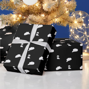 Schwarz-Weiß Minimalistisch Cowboy Rodeo Muster Geschenkpapier