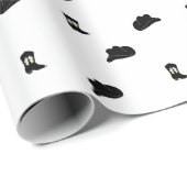 Schwarz-Weiß Minimalistisch Cowboy Rodeo Muster Geschenkpapier (Rolleneckpunkt)
