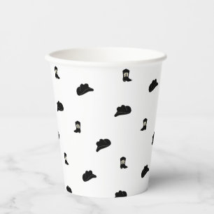 Schwarz-Weiß Minimalistisch Cowboy Rodeo Muster Pappbecher