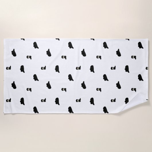 Schwarz-Weiß Minimalistisch Cowboy Rodeo Muster Strandtuch (Vorderseite)