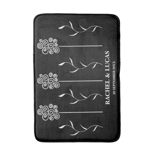 Schwarz-Weiß-Minimalistisch-Cursorblüte Badematte (Vorderseite Vertikal)