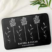 Schwarz-Weiß-Minimalistisch-Cursorblüte Badematte