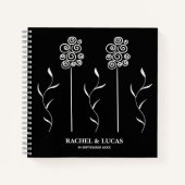 Schwarz-Weiß-Minimalistisch-Cursorblüte Notizblock (Vorderseite)