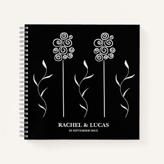 Schwarz-Weiß-Minimalistisch-Cursorblüte Notizblock (Vorderseite)