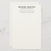 Schwarz/Weiß Minimalistisch Einfach Schlicht Briefpapier (Vorne/Hinten)