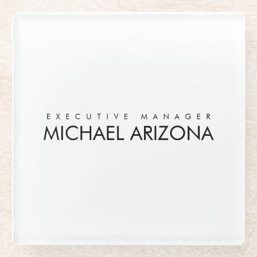 Schwarz/Weiß Minimalistisch Einfach Schlicht Glasuntersetzer (Vorderseite)