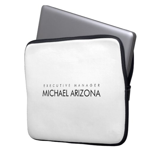 Schwarz/Weiß Minimalistisch Einfach Schlicht Laptopschutzhülle (Vorderseite Links)