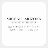 Schwarz/Weiß Minimalistisch Einfach Schlicht Quadratischer Aufkleber (Vorderseite)