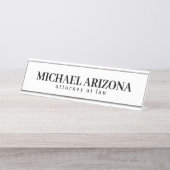 Schwarz/Weiß Minimalistisch Einfach Schlicht Schreibtischnamensplakette (Vorderseite )