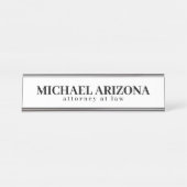 Schwarz/Weiß Minimalistisch Einfach Schlicht Schreibtischnamensplakette (Vorderseite )