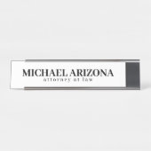 Schwarz/Weiß Minimalistisch Einfach Schlicht Schreibtischnamensplakette (Vorderseite )