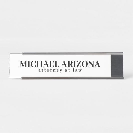 Schwarz/Weiß Minimalistisch Einfach Schlicht Schreibtischnamensplakette (Vorderseite )