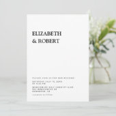 Schwarz/Weiß Minimalistisch Einfache Hochzeit Einladung (Stehend Vorderseite)