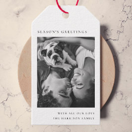 Schwarz-Weiß Minimalistisch Einfaches Foto Geschenkanhänger