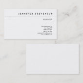 Schwarz/Weiß Minimalistisch Elegant Schlicht klass Visitenkarte (Vorne/Hinten)