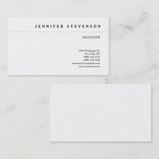 Schwarz/Weiß Minimalistisch Elegant Schlicht klass Visitenkarte (Vorne/Hinten)