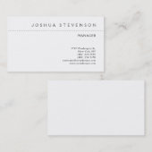 Schwarz/Weiß Minimalistisch Elegante Schlicht Mode Visitenkarte (Vorne/Hinten)