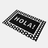 Schwarz & Weiß Minimalistisch Hola! Fußmatte (Schrägansicht)