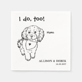 Schwarz-Weiß-Minimalistisch-Hunde-Hochzeit Serviette