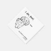 Schwarz-Weiß-Minimalistisch-Hunde-Hochzeit Serviette (Ecke)