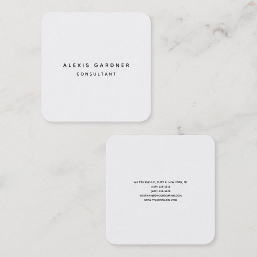 Schwarz-weiß Minimalistisch modern Beruflich einfa Quadratische Visitenkarte (Vorne/Hinten)